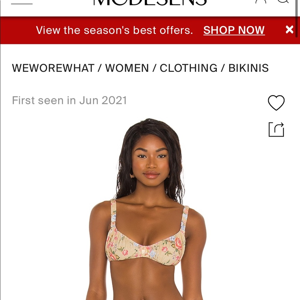 NWT WeWoreWhat Vintage Drape Bikini top - Picture 1 of 6